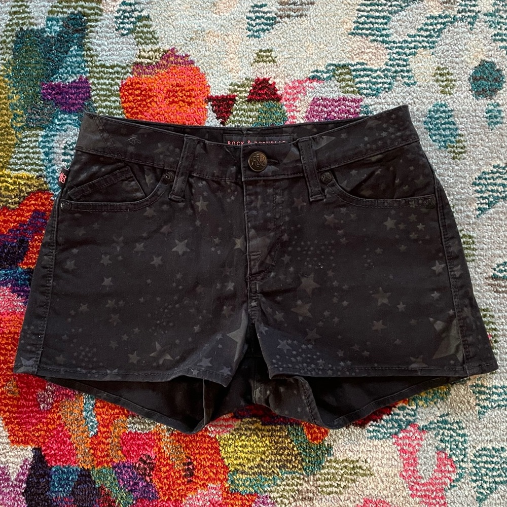 Rock & Republic Black Denim Star Print Shorts